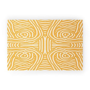 Little Dean Yellow mustard boho stripe Looped Vinyl Welcome Mat - Society6 - 1 of 4