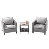 Sonkuki 3-Piece Patio Sofa Set Wicker Furniture Set Brown/Gray Rattan with Side Table - 2 of 4