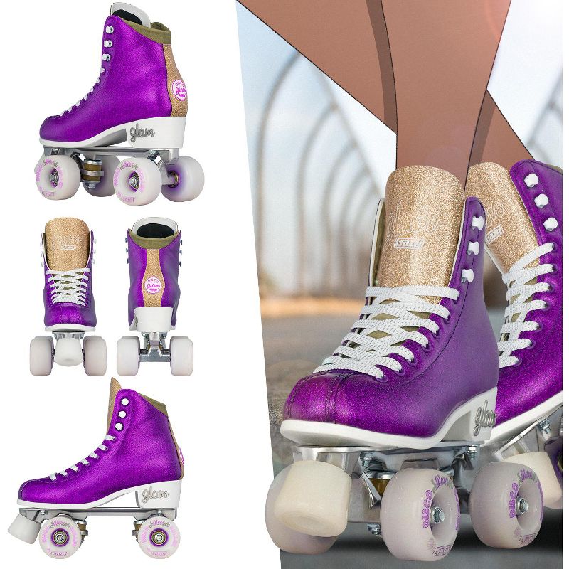 Crazy Skates Glam Roller Skates For Women And Girls - Dazzling Glitter Sparkle Quad Skates, 5 of 8
