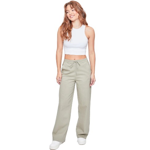 Ymi Women s Wide Leg Jogger High Waist Baggy Pants With Front Pockets Green Tea Size Medium Target