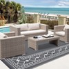 Outdoor Rug Modern Bordered Geometric Rug Waterproof Reversible Plastic Straw Rug for Patio Camping RV Balcony Backyard - 2 of 4