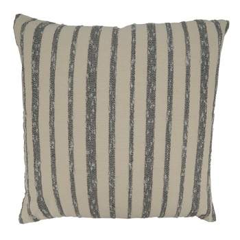Saro Lifestyle Thin Striped Throw Pillow With Poly Filling, Black/White, 22" x 22"