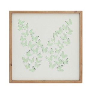 VIP Metal 23 in. White Stamped Butterfly in Frame Wall Decor - 1 of 2
