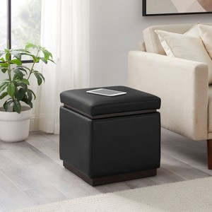 Lucinda Square Faux Leather Ottoman - Linon - 1 of 4