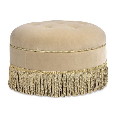 NicBex Modern 24" Round Ottoman Upholstered Footstools with Button Tufted Top for Bedroom and Living Room