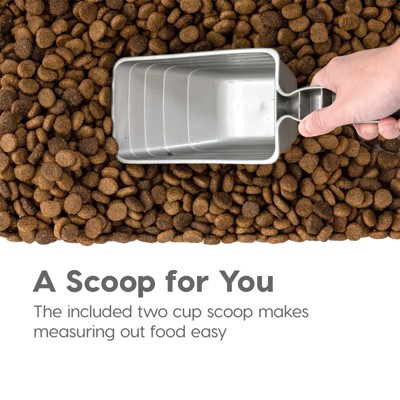 Gray Plastic Airtight Pet Food Storage Container Combo with Scoop and Casters
