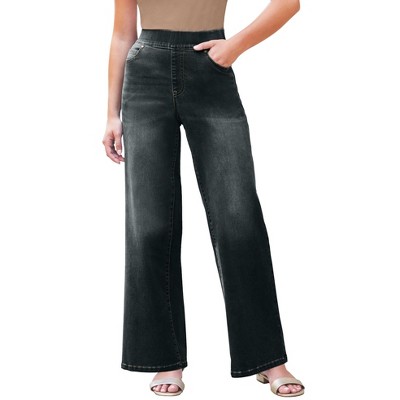 Roaman's Women's Plus Size Petite 360° Stretch Wide-Leg Jean