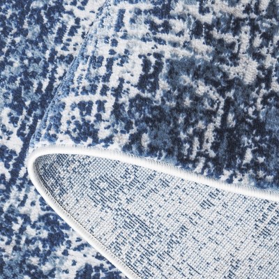 Amelia Ivory and Blue Abstract 3' x 5' Synthetic Area Rug