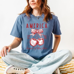 Simply Sage Market Land Of The Free Cherries Garment Dyed Tee - 1 of 4