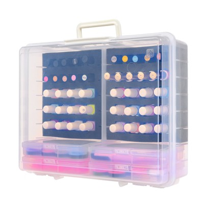Clear Plastic Nail Polish Organizer Case with Handle, 2-Pack
