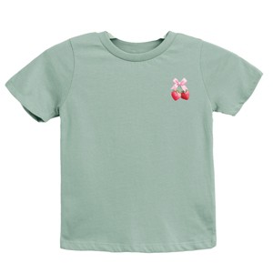 The Juniper Shop Coquette Strawberry Watercolor Youth Short Sleeve Tee - XL - Seafoam - 1 of 3