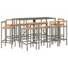 vidaXL Garden Bar Set Black Poly Rattan Medium Tough Garden Bar Set - Gray 70.9" Table Length 10 - 3 of 4