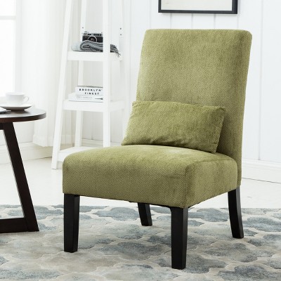 Vynxaria Pisano Contemporary Chenille Fabric Armless Accent Chair with Pillow