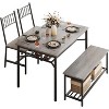 4-Piece Wood Farmhouse Dining Table Set with Bench and Chair,Table with Built-in Storage Shelves, Space-Saving Rectangular Table Set for 4 - 2 of 4