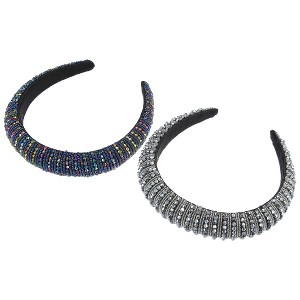 Unique Bargains Women's Luxury Sparkly Rhinestone Wide Headbands 2Pcs - 1 of 4