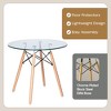 LeisureMod Dover Round Bistro 31" Dining Table – Glass/Wood Tabletop with Natural Wood Eiffel Base, Modern Kitchen, Dining Room, Cafe Table - 3 of 4
