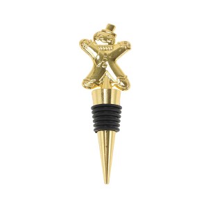Unique Bargains Gingerbread Man Bottle Stopper Zinc Alloy Silicone Black Gold Tone Silver Tone 4.33"x1.38"x0.79" 1 Pc - 1 of 3