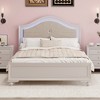 Queen Size Wood Bed with Hidden LED Light and Upholstered Curved Headboard - 3 of 4