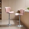 Ellston Velvet Adjustable Swivel Barstools, Set of 2- Leovsnove - 2 of 4