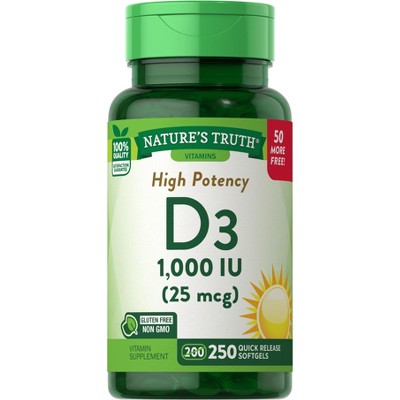 Nature's Truth Vitamin D3 1000 Iu | 250 Softgels : Target