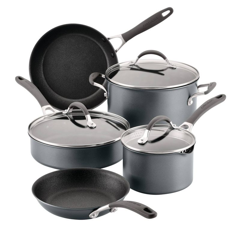 Circulon A1 Series with ScratchDefense Technology 8pc Nonstick Induction Cookware Pots and Pans Set - Graphite, 1 of 18