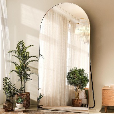 Beautyolove 76"x34" Silver Full Length Mirror Arch Floor Mirrors with Aluminum Alloy Frame