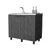 Smokey Oak Utility Sink and Cabinet - 3 of 4
