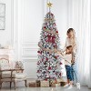 TackView Artificial Christmas Tree, Large Flocked Slim Pencil Christmas Tree with Lights, Snowy Branch Tips, Metal Stand for Living Rooms - 3 of 4