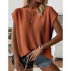Womens Summer Cap Sleeve Tops Trendy Casual Crew Neck Knit Lightweight Sweater Pullover Top - 4 of 4