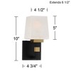 Possini Euro Design Beauregard Modern Wall Light Sconce Black Gold Hardwire 4 1/2" Fixture Square Linen Glass for Bedroom Reading Hallway House Home - image 4 of 4