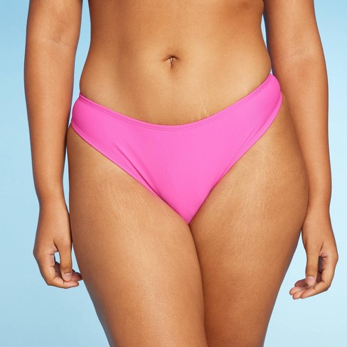 Women's Low-Rise High Leg Cheeky Bikini Bottom - Wild Fable™ Pink XXS