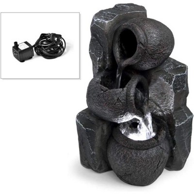 thumbnail image 2 of Serenelife 4 Tier Water Fountain Decoration Cool Indoor Outdoor Portable Electric Tabletop Decorative Zen Meditation Waterfall Decor Kit W Led Submersible Pump And Adapter Sltwf 15 Led 2 of 9