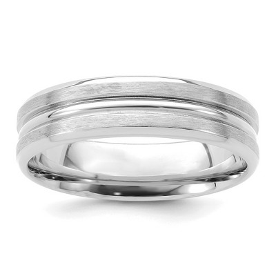 Black Bow Jewelry 6mm 14K White or Yellow Gold Heavy Grooved Center Comfort Fit Band