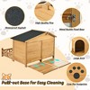 Munora 48" Wooden Dog House with Porch, Outdoor Kennel with Water-Resistant Asphalt Roof & Fencing, Medium Dog Crate Indoor/Outdoor, Nature - 3 of 4