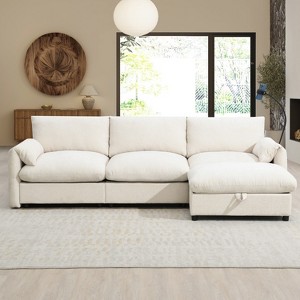 Whisen Chenille Sectional Sofa with Storage Ottoman and Pockets - 1 of 4
