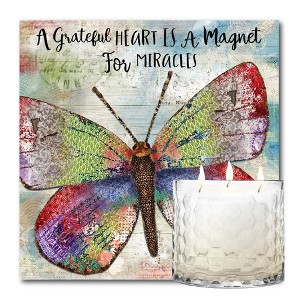 Courtside Market A Grateful Heart Butterfly 13.5 oz Soy Wax Candle with 8"x8" Artboard - 1 of 2