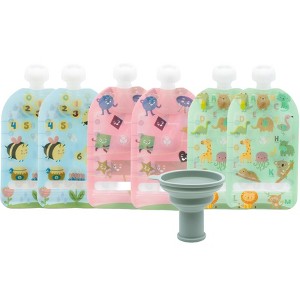 WeeSprout Double Zipper Reusable Food Pouches for Babies & Toddlers, 6-Pack - 1 of 4
