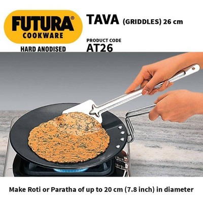 Futura 10-Inch Hard Anodized Black Tava Griddle with Steel Handle