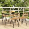 vidaXL Garden Dining Set Black Steel, polyethylene, tempered glass - Brown 63" Table Length 4 Items - 2 of 4