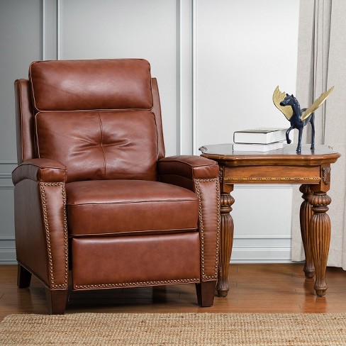 Tan leather deals recliner chair