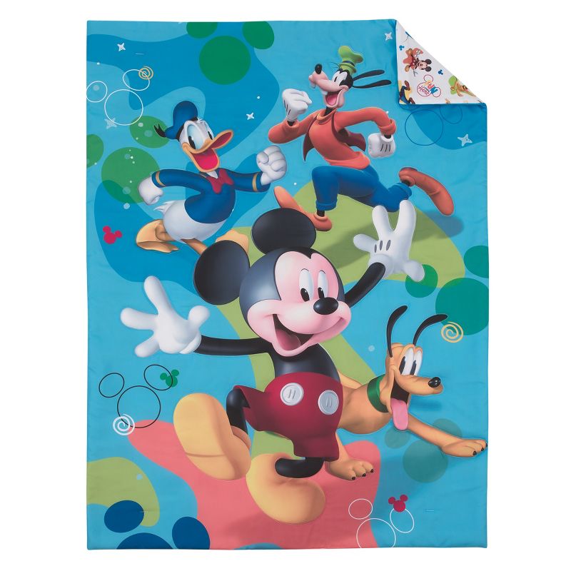 Disney Mickey Mouse Blue, Red, and Green, Donald Duck, Pluto, and Goofy, Fun Starts Here 4 Piece Toddler Bed Set, 2 of 7