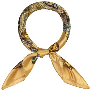 Elerevyo Women's Satin Large Paisley Symmetric Silk Square Scarf Head Wrap Bandanas 35.4" X 35.4" - 1 of 4