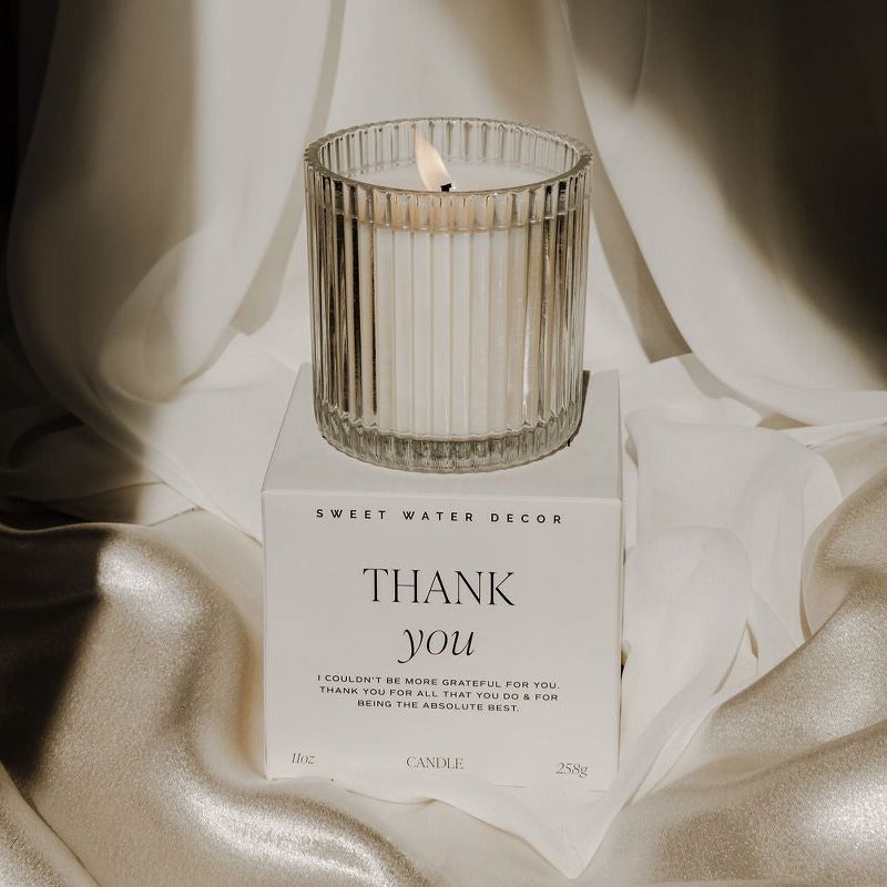 Sweet Water Decor Thank You 11oz Ribbed Candle with Gift Box, 3 of 4
