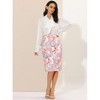 Allegra K Women's Floral Elastic Waistband Bodycon Pencil Skirt with Back Slit - 3 of 4