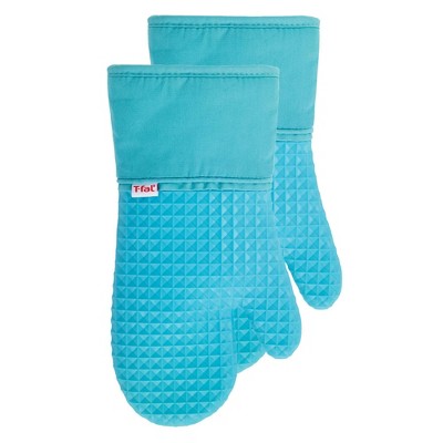 2pk Waffle Silicone Oven Mitts Teal - John Ritzenthaler Co
