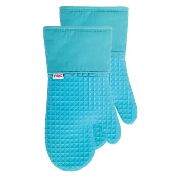 2pk Waffle Silicone Oven Mitts Teal - John Ritzenthaler Co