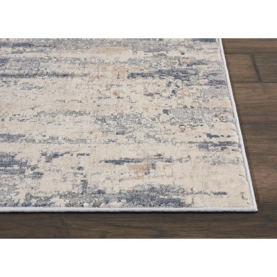 Abstract Brushstroke 26'' Gray and Beige Modern Indoor Rug