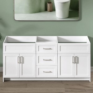 Bath Vanity Cabinet without Top 72 in. W x 21.5 in. D x 33.5 in. H Bathroom Vanity in White with Brushed Nickel Handle - 1 of 4