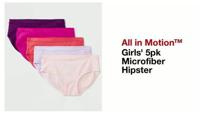 Girls' 5pk Microfiber Hipster - All In Motion™ Neon Pink, 2 of 5, play video