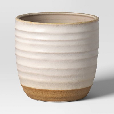 Split Glaze Ceramic Indoor Outdoor Planter Pot 10.2"x10.2" White - Threshold™